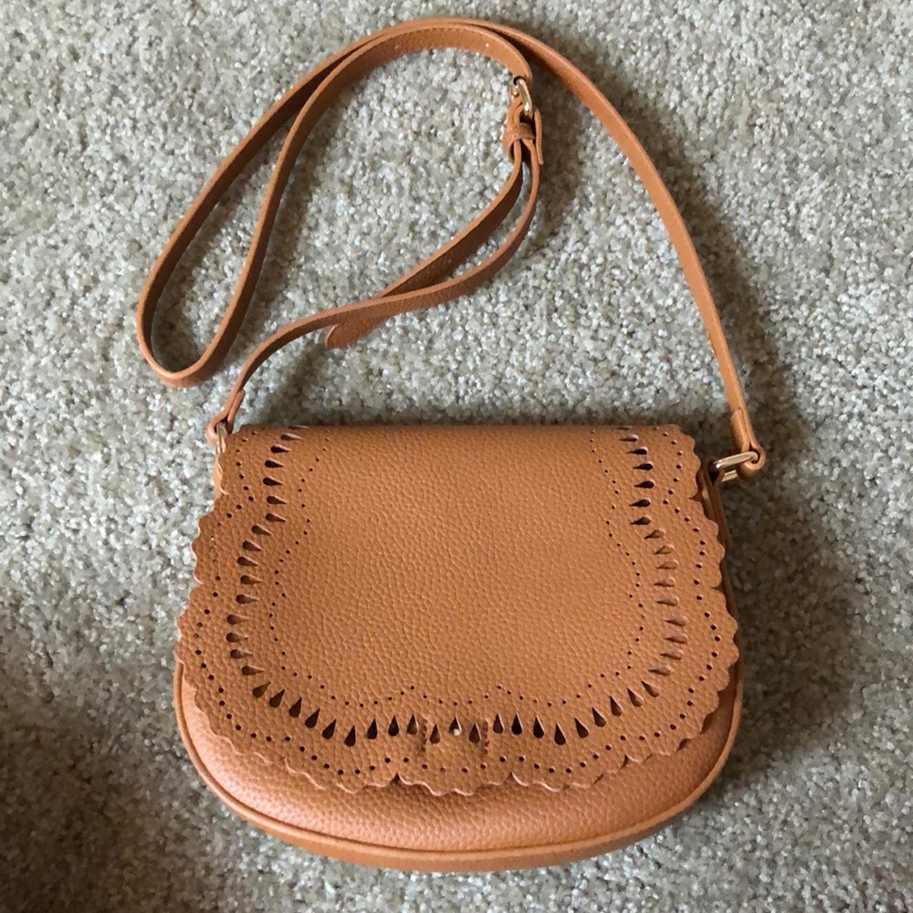 Brown faux leather crossbody